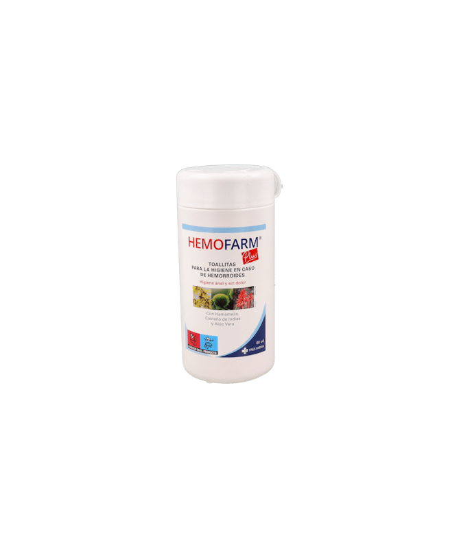 HEMOFARM PLUS TOALLITAS BOTE 60 UD – foto del producto cada hemofarm plus