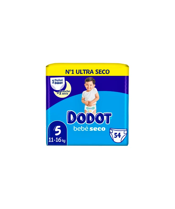 PAÑAL DODOT BEBE SECO T5 12-17 KG 56 UDS – foto del producto cada pañal dodot PAÑAL DODOT BEBE SECO T5 12-17 KG 56 UDS – foto del producto cada pañal dodot