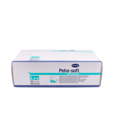 GUANTES PEHA SOFT LATEX S/POLVO T/G 100U – foto del producto cada guantes peha