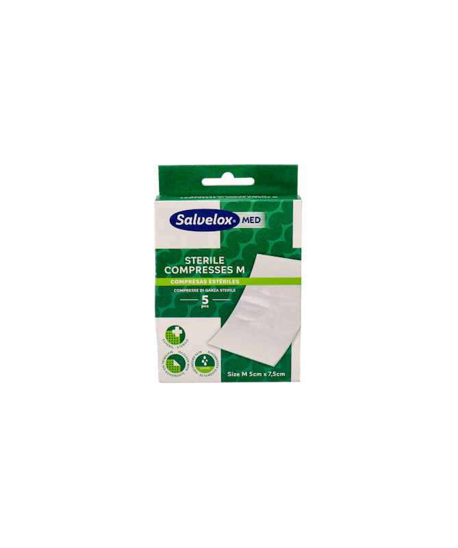 SALVELOX MED COMPRESAS ESTERIL M 5 UD – foto del producto cada salvelox med SALVELOX MED COMPRESAS ESTERIL M 5 UD – foto del producto cada salvelox med