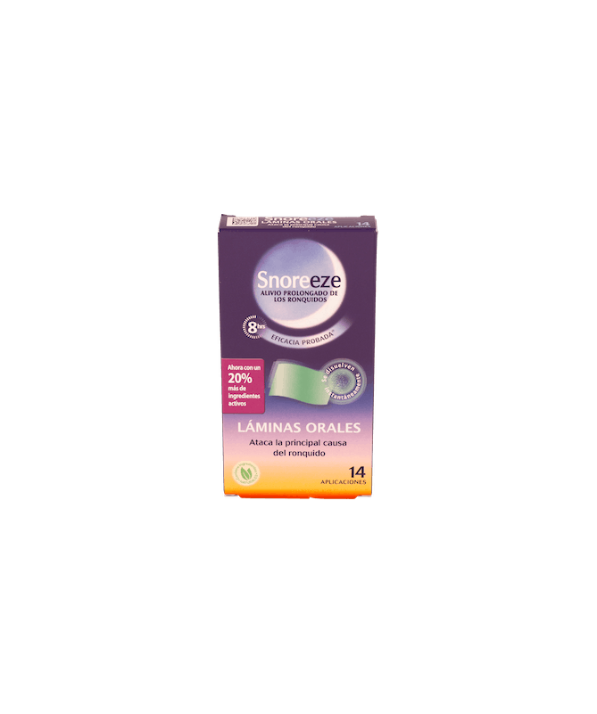 SNOREEZE LAMINAS ORALES 14 UNIDADES – foto del producto cada snoreeze laminas