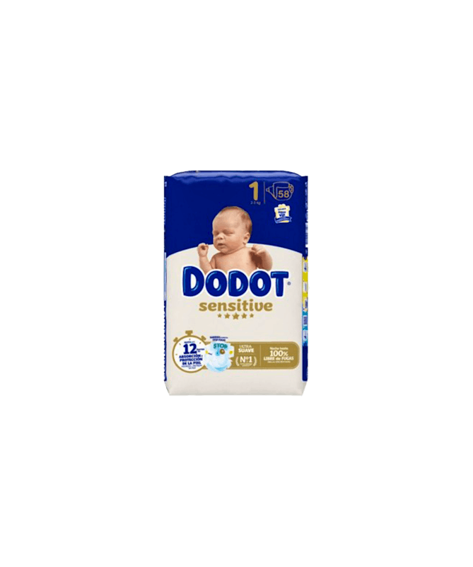 DODOT SENSITIVE T1 2-5 KG 58 UDS – foto del producto cada dodot sensitive DODOT SENSITIVE T1 2-5 KG 58 UDS – foto del producto cada dodot sensitive