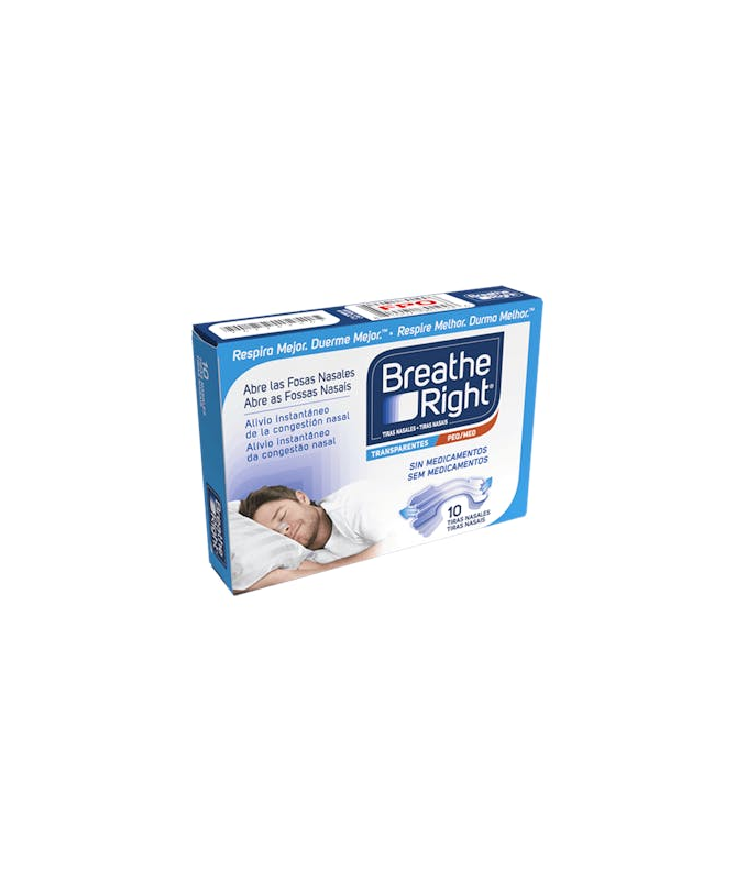 TIRAS NASALES BREATHE RIGHT PQ TRANS 10U – foto del producto cada tiras nasales