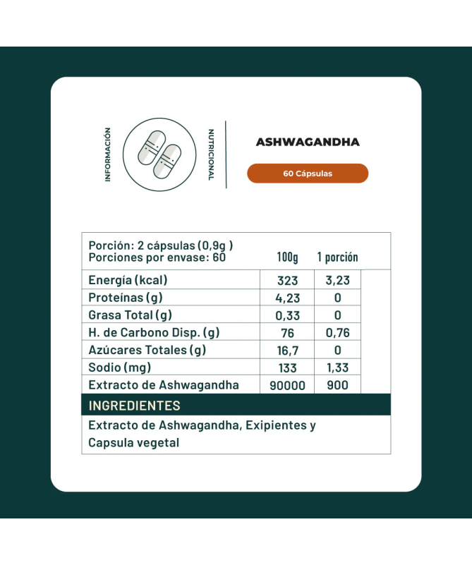 ASHWAGANDHA ORGANIC 60 CAP – foto del producto tienes contacta nuestro ASHWAGANDHA ORGANIC 60 CAP – foto del producto tienes contacta nuestro