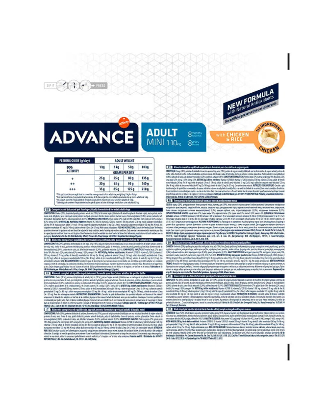 ADVANCE CANINE ADULT MINI POLLO ARROZ 3KG – foto del producto sulfato proteínas maíz ADVANCE CANINE ADULT MINI POLLO ARROZ 3KG – foto del producto sulfato proteínas maíz