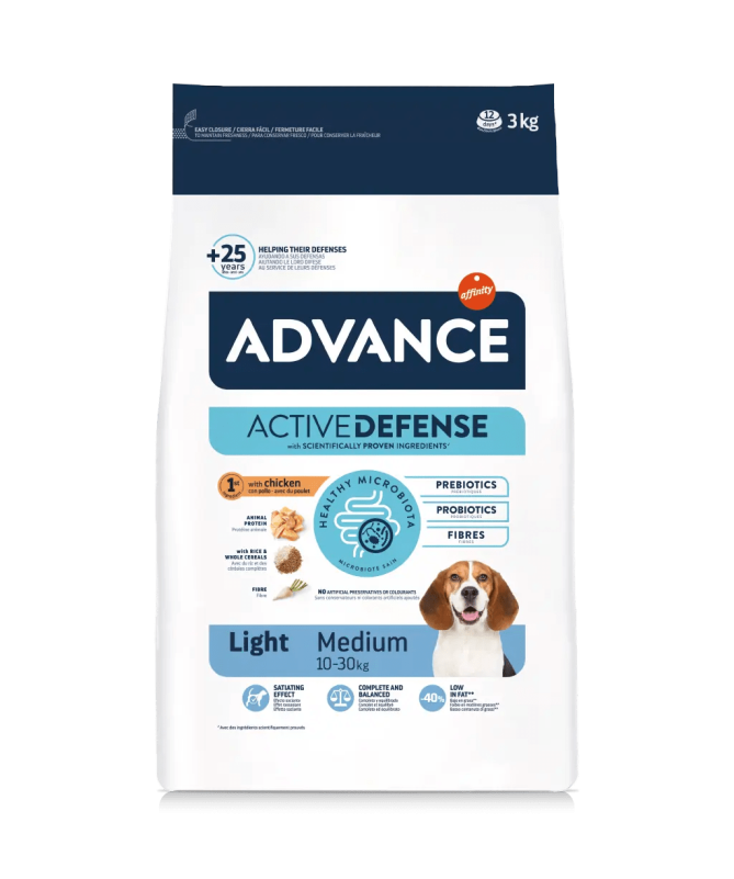 ADVANCE CANINE ADULT LIGHT MEDIUM POLLO 3KG – foto del producto proteínas maíz vitamina ADVANCE CANINE ADULT LIGHT MEDIUM POLLO 3KG – foto del producto proteínas maíz vitamina