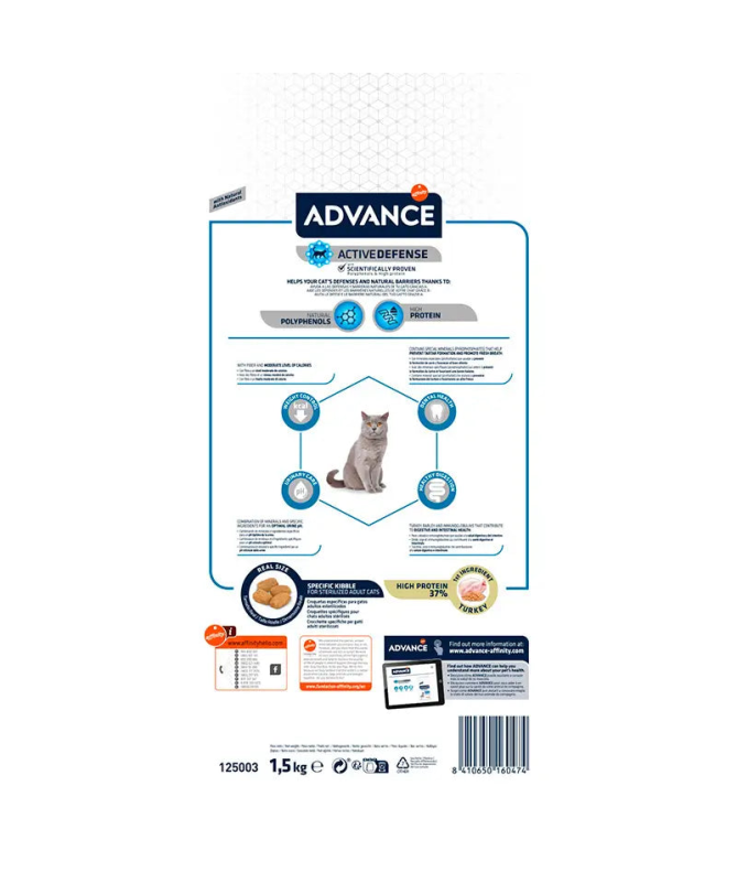 ADVANCE FELINE ADULT HAIRBALL PAVO 1 5KG – foto del producto proteínas vitamina sulfato ADVANCE FELINE ADULT HAIRBALL PAVO 1 5KG – foto del producto proteínas vitamina sulfato