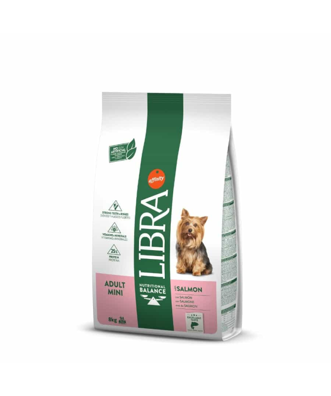 LIBRA CANINE ADULT MINI SALMON 8KG – foto del producto sulfato bruta subproductos LIBRA CANINE ADULT MINI SALMON 8KG – foto del producto sulfato bruta subproductos
