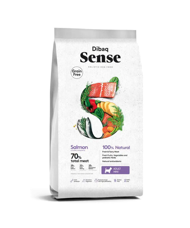 DIBAQ SENSE SALMON PERRO ADULTO MINI 6KG SG – foto del producto sulfato salmón naturales DIBAQ SENSE SALMON PERRO ADULTO MINI 6KG SG – foto del producto sulfato salmón naturales