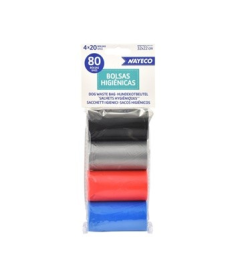 BOLSAS HIGIENICAS 4 ROLLOS DE 20 BOLSAS COLORES – foto del producto bolsas higienicas rollos