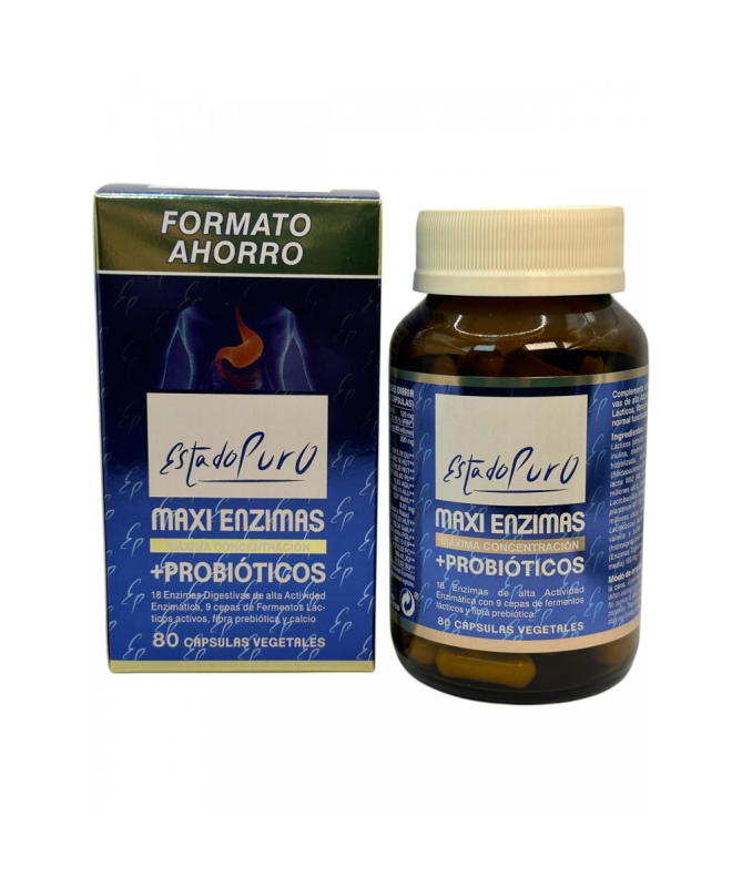 MAXI ENZIMAS CON PROBIOTICOS 80VCAP ESTADO PURO – foto del producto millones ufc lactobacillus